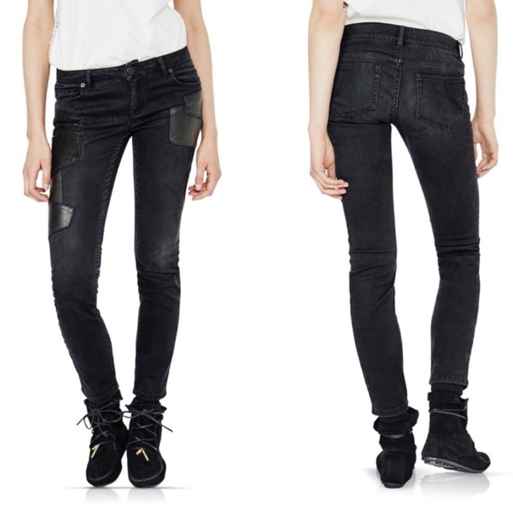 NWT Maje Patchy Leather Patch Skinny Jeans Sz.2